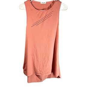 Blooming Jelly Womens Open Back Activewear Tank Top Coral Pink Medium Yoga Gym